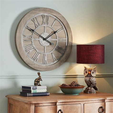 Wooden 60cm Wall Clock Large Wooden Clock Large Wall Clock Decor