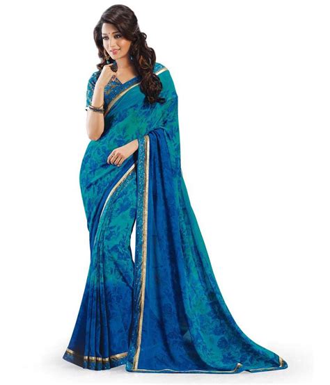 Cutie Pie Collection Blue Faux Georgette Saree Buy Cutie Pie