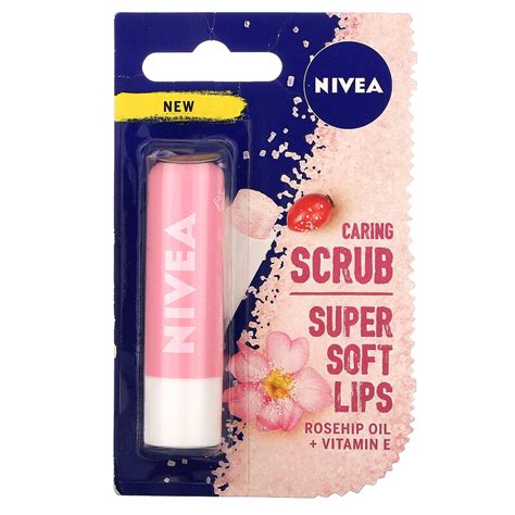 Nivea Caring Scrub Super Soft Lips Rosehip Oil Vitamin E 017 Oz
