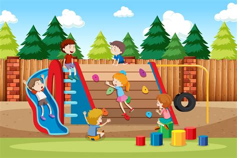 Children Playing In Playground 292878 Vector Art At Vecteezy