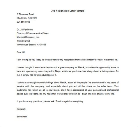 resignation letter template word   letter