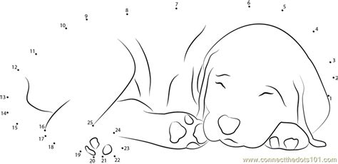 Cute Dog Sleeping Dot To Dot Printable Worksheet Connect The Dots