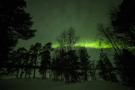 Northern Lights In Inari Lake Lapland Finland Stock Photo Image Of