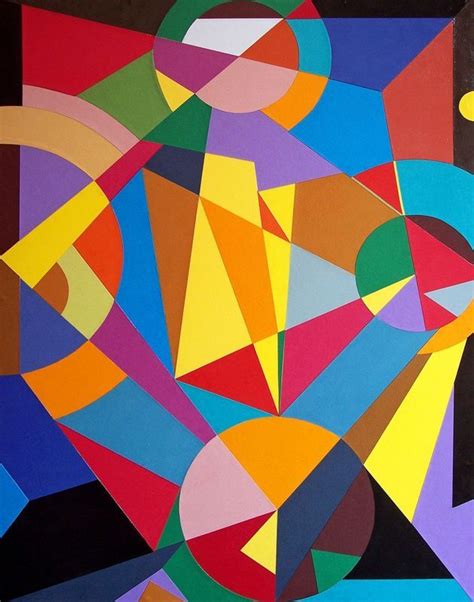 Celebration Of Geometry By Stephen Conroy Collage On Panel Board