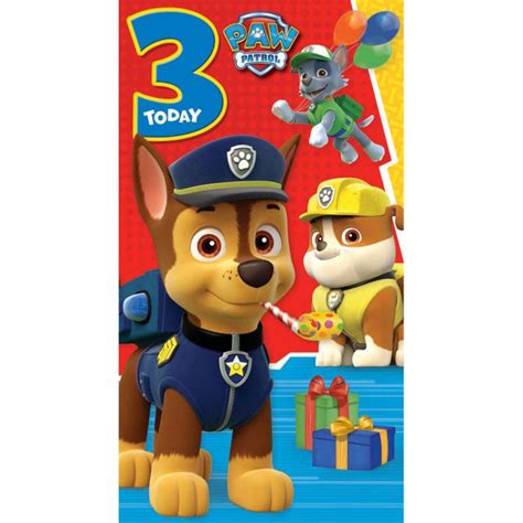 3 Today Paw Patrol Birthday Card Pa008 Character Brands
