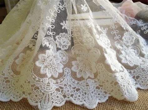 5 Yards Cotton Lace Trim White Embroidered Lace Fabric Vintage Rose