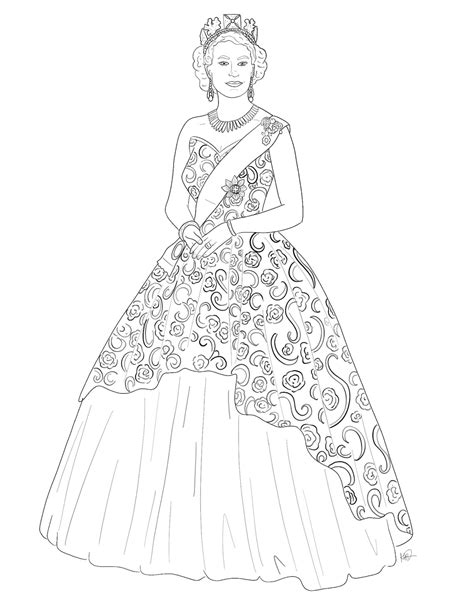 Young Queen Elizabeth Coloring Pages Etsy Uk