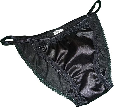 pure silk satin and lace mini tanga string bikini panties black size xl fits hips 40 42