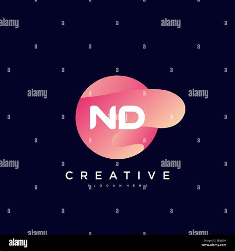 ND Initial Letter Logo Icon Design Template Elements With Wave Colorful