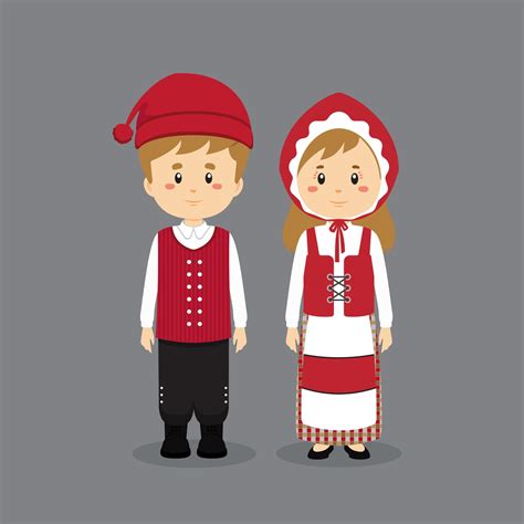 Couple Character Wearing Denmark National Dress 4649479 Vector Art At