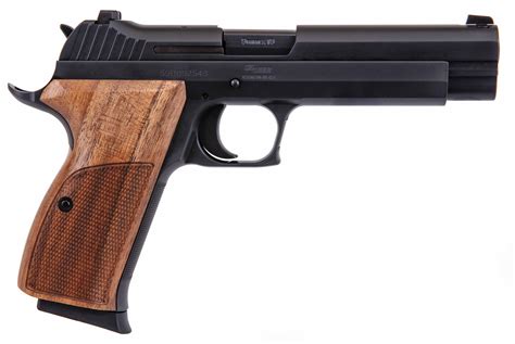 Sig Sauer P210 Sao 9mm Luger 5″ 81 Black Nitron Walnut Grip Contrast