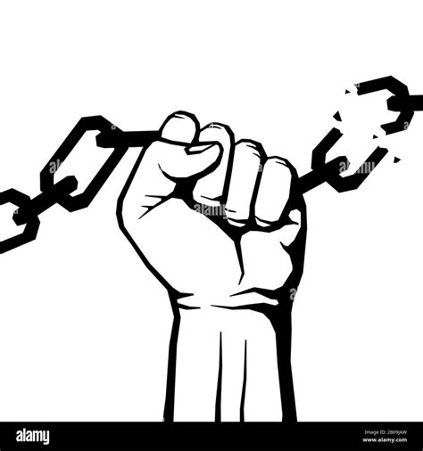 Breaking Chain Protest Rebel Vector Poster Human Hand Breaking Chain