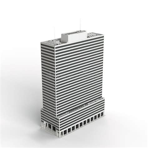 3d Render Of A Gray Modern Office Building Isolated On The White