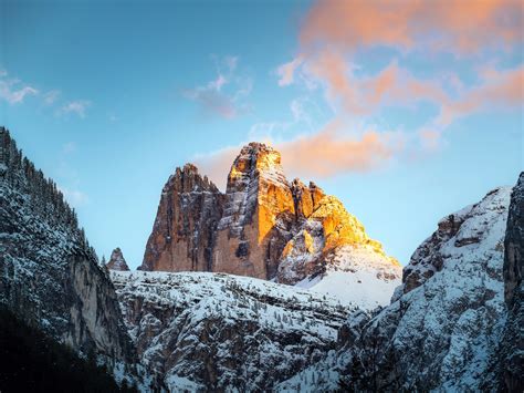 Winter Sunset Three Peaks Of Lavaredo Italy 5k Preview