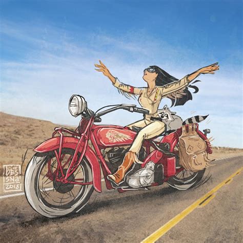Pocahontas On A Motorcycle Best Disney Princess Fan Art Popsugar