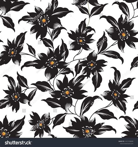 Seamless Black And White Floral Pattern Black And White Abstract