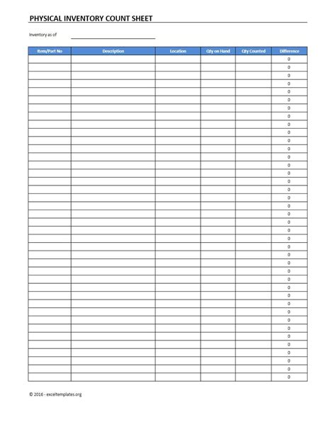 Physical Inventory Count Sheet Template Excel Templates Excel