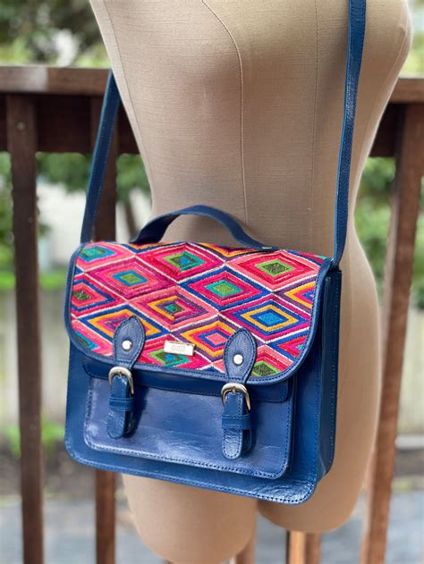 100 Leather Embroidered Leather Crossbody Bag Mexican Bag Etsy