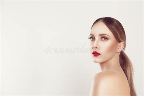 Woman Beauty Face Portrait With Healthy Skin Closeup Side Profile