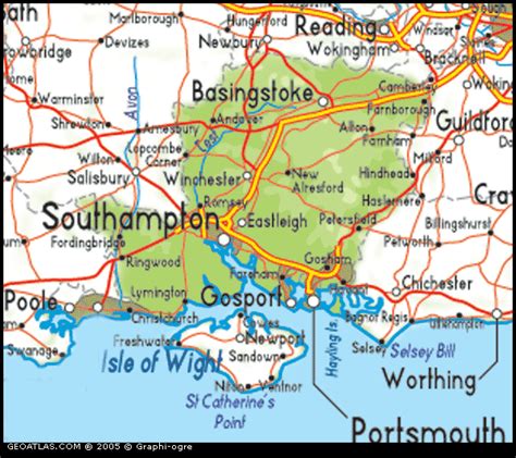 Hampshire Political Regional Map United Kingdom Map Regional City