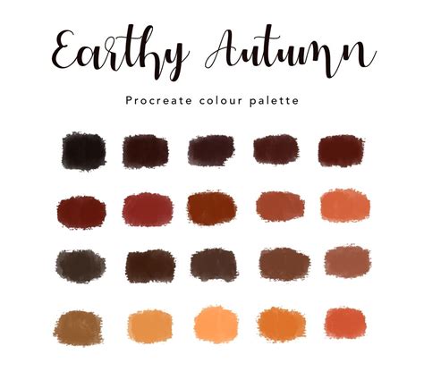 Earthy Autumn 20 Color Palette Procreate Palette For Ipad Etsy Fall
