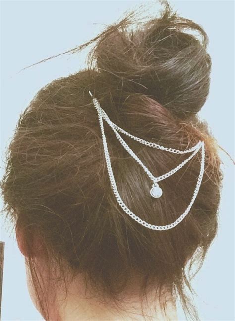 Silver Rhinestone Crystal Bridalwedding Hair Chain Etsy