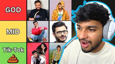 ranking all your favourite indian youtubers tier list ft carryminati elvishyadavvlogs