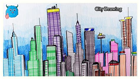 How To Draw City Skyline Easy Cityscape Drawing With Pencil And Marker