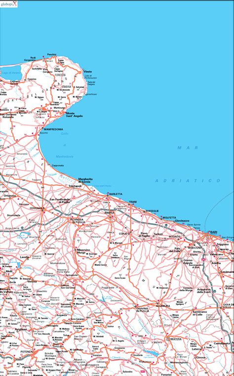 Cartina o mappa geografica della regione meridionale della puglia. CARTINA STRADALE PUGLIA BARI MAPPA PUGLIA BARI STRADARIO