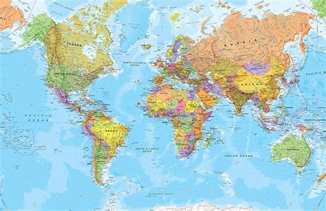 ️ interactive map of the world. Political World Map Wallpaper Wall Mural | MuralsWallpaper ...