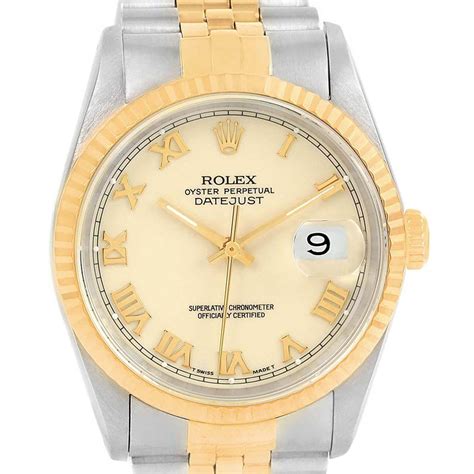 Rolex Datejust Stainless Steel Yellow Gold Mens Watch 16233 Box
