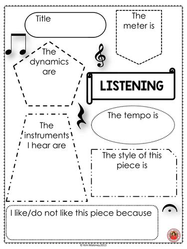 Listening Response Sheet Music Listening Worksheet Music Curriculum