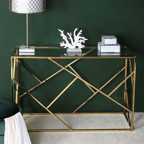 Glass Console Table With Gold Legs