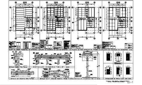 Framing Plan Structure Details Of All Floors Of House Building Dwg File