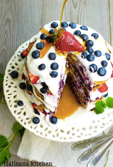 Strawberry And Blueberry Pancake Cake Italicana Kitchen