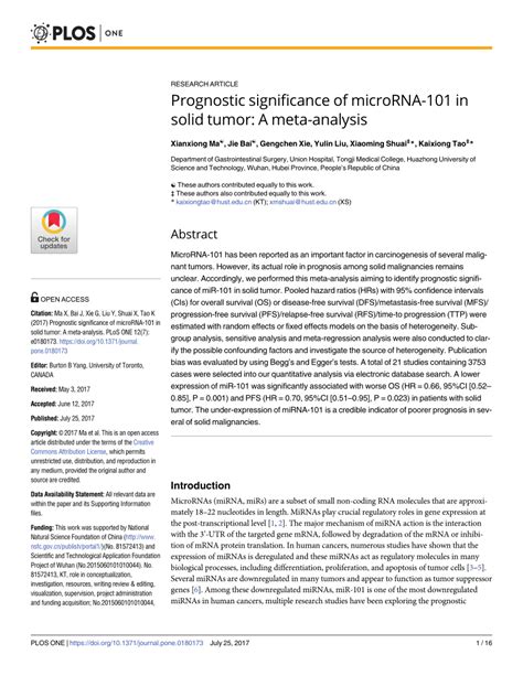 Pdf Prognostic Significance Of Microrna In Solid Tumor A Meta