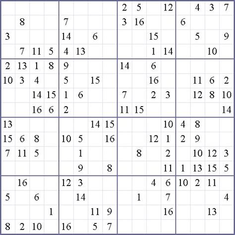 Si quieres conocer las reglas de esta variante de sudoku accede al siguiente artículo: Free Printable 16x16 Sudoku Puzzles Quotes Quote | Puzzle quotes, Sudoku puzzles, Sudoku