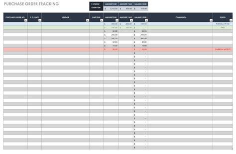 purchase order templates smartsheet