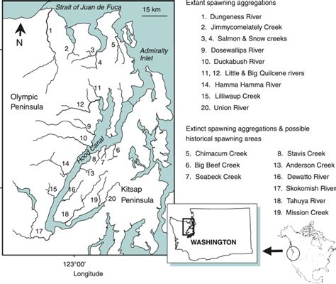 Map Of Hood Canal Strait Of Juan De Fuca And Portions Of Puget Sound