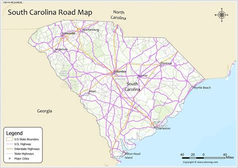 South Carolina Road Map Check Us And Interstate Highways State