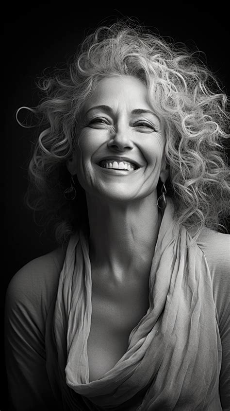 Curly Grey Haired Woman Radiance Emanating From Her Sly Smile Eyes Sparkling With Mischief