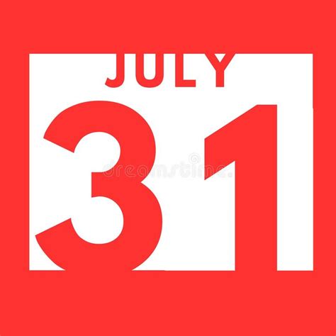 July 31 Flat Modern Daily Calendar Icon Date Day Month Stock