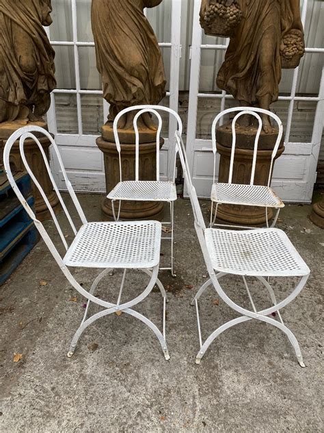 Proantic 4 Nineteenth Century Wrought Iron Folding Garden Chairs