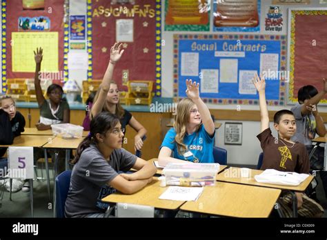 Ethnically Diverse Group Of Middle School Students In Social Studies