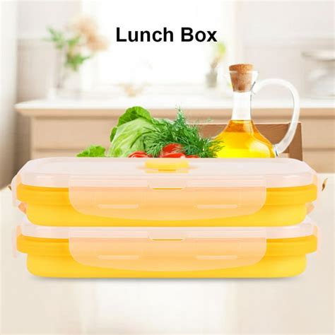 Mgaxyff 500ml Silicone Collapsible Portable Lunch Box Bowl Folding Food