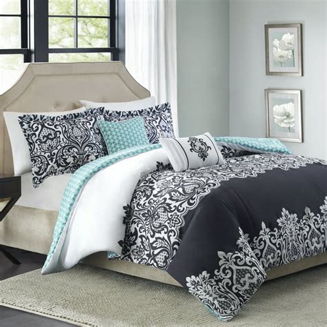 Better Homes And Gardens Damask Black 5 Piece Bedding Comforter Set Full