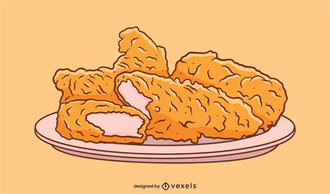 Chicken Fingers Plate Illustration Vector Download