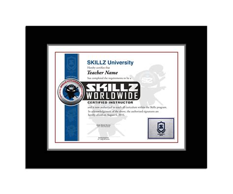 Skillz Worldwide Instructor Certificate Martial Arts