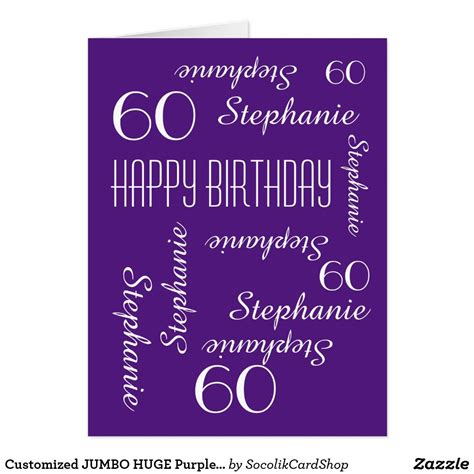 Innovative card creating application is. Customized JUMBO HUGE Purple Birthday Card Any Age ...