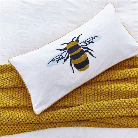 Joules Botanical Bee Embroidered Cushion Jarrold Norwich